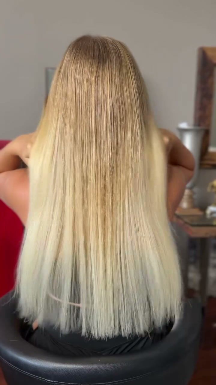 Now with extensions: long, smooth, light hair